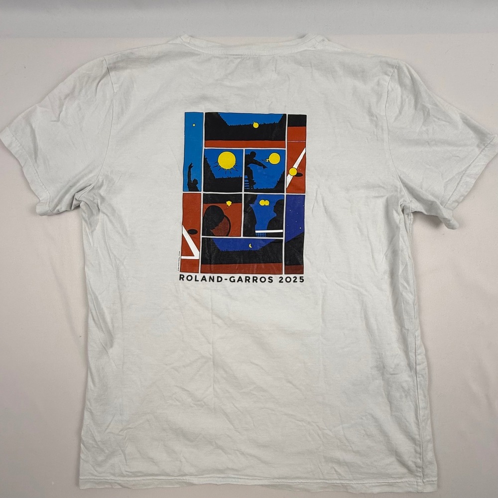 Roland Garros 2025 Mens White Tennis Graphic T-Shirt Made in France Large